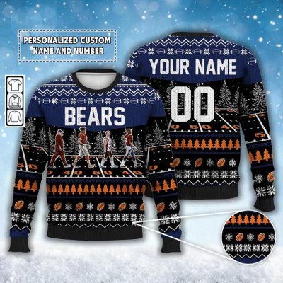 Custom Bears Walking Abbey Road Ugly Christmas Sweater Football