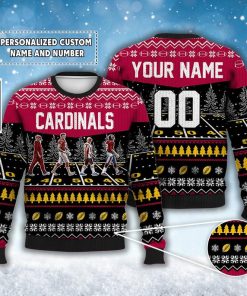 Custom Cardinals Walking Abbey Road Ugly Christmas Sweater Football