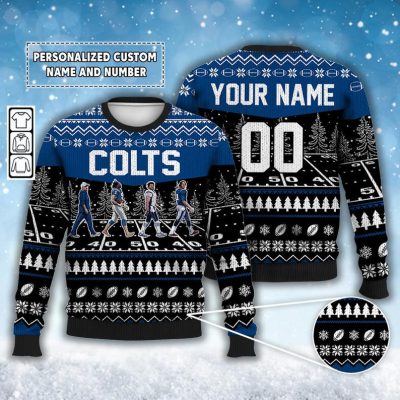 Custom Colts Walking Abbey Road Ugly Christmas Sweater Football