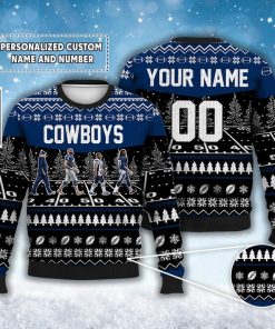 Custom Cowboys Walking Abbey Road Ugly Christmas Sweater Football