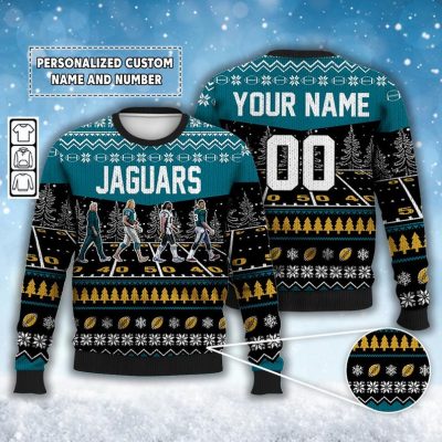 Jaguars Dolphins Walking Abbey Road Ugly Christmas Sweater Football 
