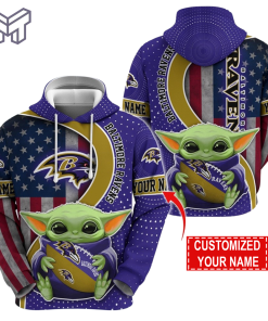 Personalized NFL Baltimore Ravens Hoodie Baby Yoda Unisex Hoodie For Fans