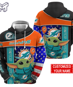 Personalized NFL Miami Dolphins Hoodie Baby Yoda Unisex Hoodie