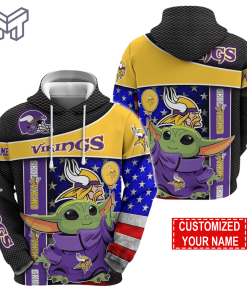 Personalized NFL Minnesota Vikings Hoodie Baby Yoda Unisex Hoodie