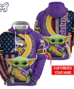 Personalized NFL Minnesota Vikings Hoodie Baby Yoda Unisex Hoodie For Fans