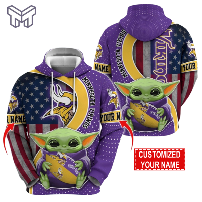 Personalized NFL Minnesota Vikings Hoodie Baby Yoda Unisex Hoodie For Fans