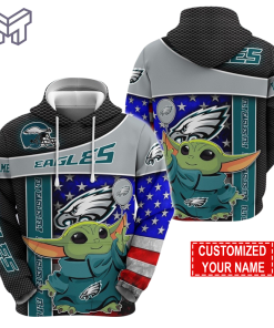 Personalized NFL Philadelphia Eagles Hoodie Baby Yoda Unisex Hoodie