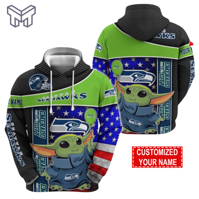 Personalized NFL Seattle Seahawks Hoodie Baby Yoda Unisex Hoodie
