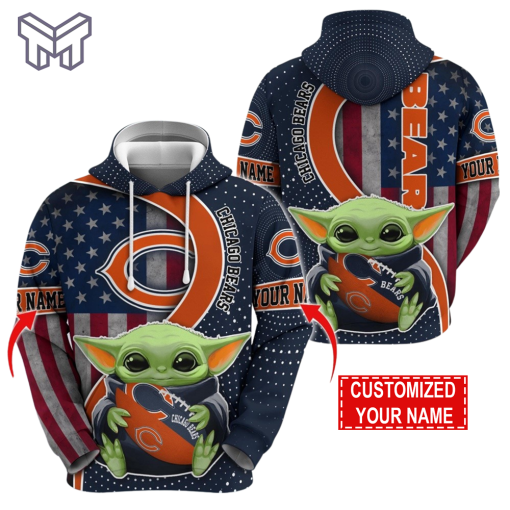 Personalized NFL Chicago Bears Hoodie Baby Yoda Unisex Hoodie For Fans