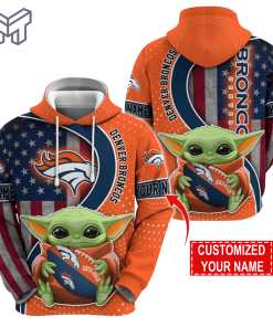 Personalized NFL Denver Broncos Hoodie Baby Yoda Unisex Hoodie For Fans