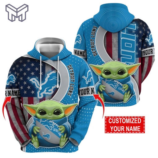 Personalized NFL Detroit Lions Hoodie Baby Yoda Unisex Hoodie For Fans