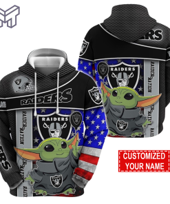 Personalized NFL Las Vegas Raiders Hoodie Baby Yoda Unisex Hoodie