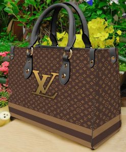 Louis Vuitton Yellow Logo Brown Luxury Brand Fashion Women Small Handbag For Beauty