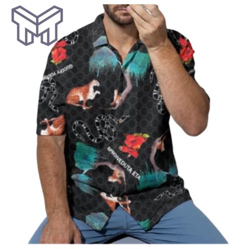 Gucci Hawaiian Shirt, Hawaiian Shirts For Men, Gucci short sleeve button shirt – Mura17821