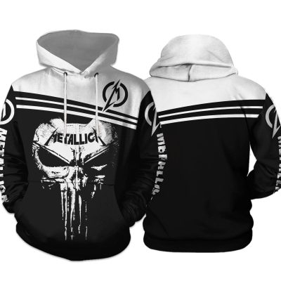 Metallica Black White Skull Pullover Hoodie