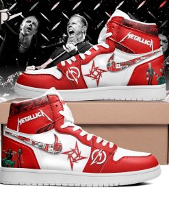Metallica Red White Air Jordan 1 High Sneakers
