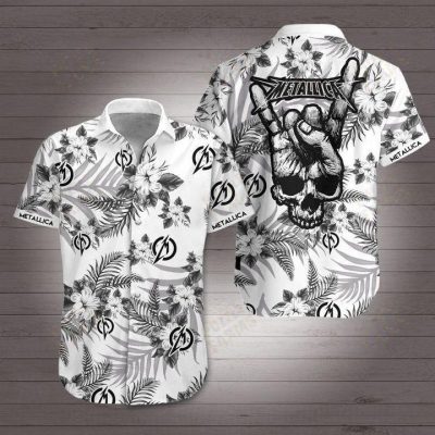 Metallica Skull Hawaiian Shirt White