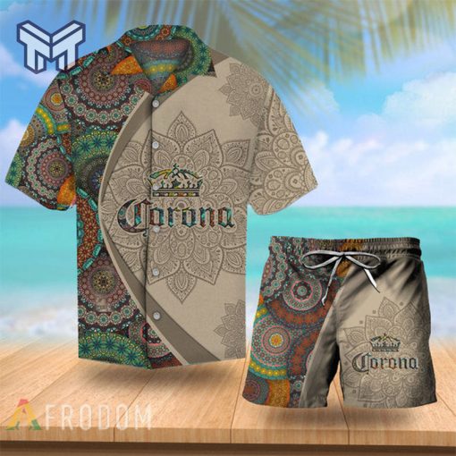 Aloha Mandala Corona Extra Beer Hawaiian Shirt And Shorts Set