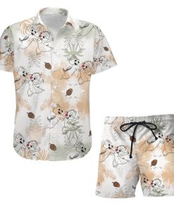 Chip Dale Nuts Summer Tropical Print Disney Hawaiian Button Down Shirt Shorts Set Unisex Outfits