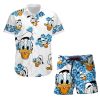 Donald Duck Hibiscus Summer Tropical Print Disney Hawaiian Button Down Shirt Shorts Set Unisex Outfits