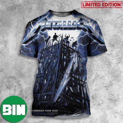 Exclusive Colorway Official Pop Up Poster For Arlington Texas Metallica North American Tour 3D T-Shirt