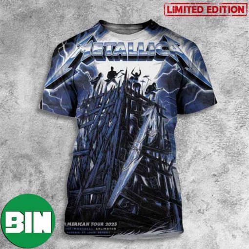 Exclusive Colorway Official Pop Up Poster For Arlington Texas Metallica North American Tour 3D T-Shirt