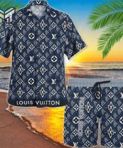 Louis Vuitton Blue Luxury Brand Fashion Hawaii Set