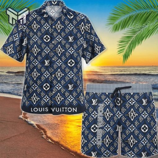 Louis Vuitton Blue Luxury Brand Fashion Hawaii Set