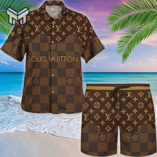 Louis Vuitton Brown Luxury Brand Fashion Hawaii Set