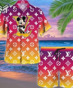 Louis Vuitton Mickey Mouse Disney Orange Luxury Brand Premium Fashion Hawaii Set