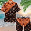 Louis Vuitton Orange Black Luxury Brand Premium Fashion Hawaii Set