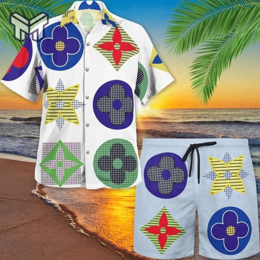 Louis Vuitton Pattern Luxury Brand Fashion Hawaii Set