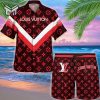 Louis Vuitton Red Luxury Brand Premium Fashion Hawaii Set