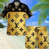 Louis Vuitton Yellow Black Pattern Luxury Brand Fashion Hawaii Set