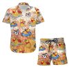 Pooh Swimming Beach Summer Tropical Print Disney Hawaiian Button Down Shirt Shorts Set Unisex Outfits