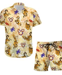 Tigger Tiger Summer Tropical Print Disney Hawaiian Button Down Shirt Shorts Set Unisex Outfits