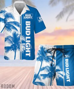 Tropical Palm Bud Light Hawaiian Shirt And Shorts Set