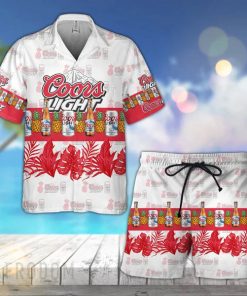 Tropical Pineapple Coors Light Hawaiian Shirt And Shorts Set