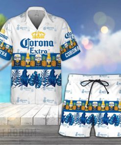 Tropical Pineapple Corona Extra Hawaiian Shirt And Shorts Set