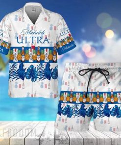 Tropical Pineapple Michelob ULTRA Hawaiian Shirt And Shorts Set