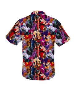 Villains Purple Red Pattern Summer Disney Hawaiian Button Down Shirt Shorts Set Unisex Outfits_1