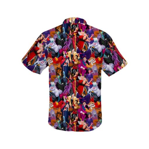 Villains Purple Red Pattern Summer Disney Hawaiian Button Down Shirt Shorts Set Unisex Outfits_1