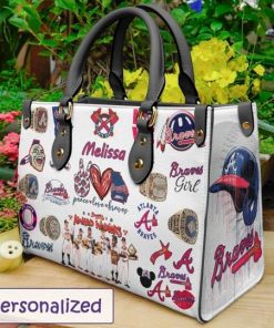 Atlanta Braves Black Leather Bag For Women Gift