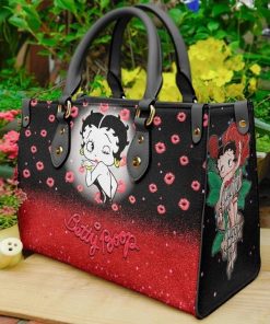 Betty Boop Black Leather Bag For Women Gift