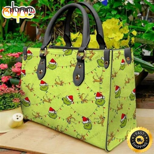 Grinch Christmas New Leather Handbag