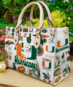 Miami Hurricanes Leather Handbag For Women Gift