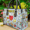 Snoopy Blue Leather Bag White For Women Gift