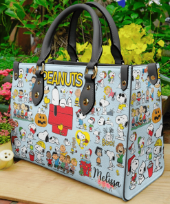 Snoopy Blue Leather Bag White For Women Gift