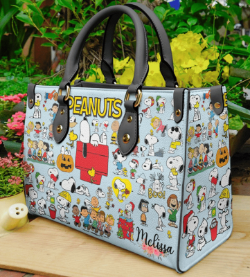 Snoopy Blue Leather Bag White For Women Gift