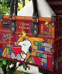 Snoopy Books Leather Bag For Women Gift